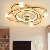 Boxed Modern ceiling fan with light, 55cm Dimmable LED ceiling fan light, 42W Timed ceiling fan with