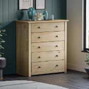 Boxed Somers Solid Wood 80cm W 5 - Drawer Chest of Drawers (LOC: SR6(4.4)-KK4730 - MP)