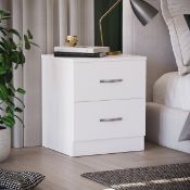 Boxed Maybery 2 Drawer Bedside Table, Bedroom Storage Cabinet White (LOC: SR6(3.4)-KK4714 - 1LP)