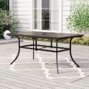 Boxed Rectangular Metal Outdoor Dining Table With Umbrella Hole , 152cm cm W 89cm cm D (LOC: SR6(4.