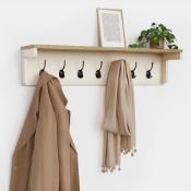 Boxed Ash Wall Mounted Coat Rack with Shelf - Cream (LOC: SR5(3.5)-KK3376 - 1LP)