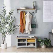 Boxed Ash Wall Mounted Coat Rack with Shelf - Grey (LOC: SR5(4.1)-KK4891 - 1LP)