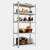 Boxed 5-Tier Galvanised Steel Shelving Unit – Silver (180 x 90 x 40cm) (LOC: SR5(4.1)-KK4884 - 1LP)