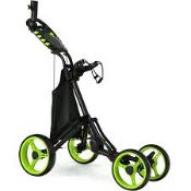 Boxed Costway Green Golf Push Pull Cart with Waterproof Bag and Foot Brake (LOC: SR7.2.1-QA2224 -