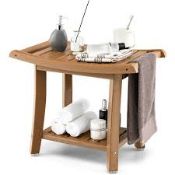 Boxed Costway Single Shelf Brown HDPE Waterproof Shower Bench (LOC: SR7.2.2-QA2281 - 1P)