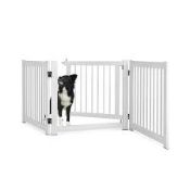Boxed Freestanding Foldable Pet Gates with Lockable Door for Doorway Stairs (LOC: SR7.2.4-QA2319 -