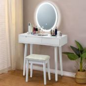 Boxed Costway White LED Light Vanity Table Set (LOC: SR7.2.6-QA2372 - 1P)