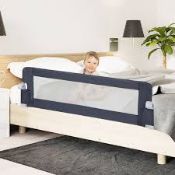 Boxed Costway Grey Toddlers Foldable Bed Rail with Adjustable Safety Strap (LOC: SR7(1.1)-KK4588 -