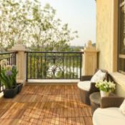 Boxed 27 Pieces Acacia Wood Interlocking Patio Deck Tile (LOC: SR7(1.4)-KK4690 - MP)