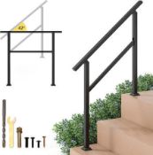 Boxed Costway Handrail for Outdoor Steps Fits 0-2/3/4/5/6 Steps with Flexible Angle Adjustment-3