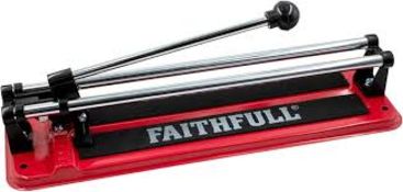Boxed Faithfull Tile Cutter 300mm – Manual Dual Rail Tile Cutter for Wall, Floor & Quarry Tiles up