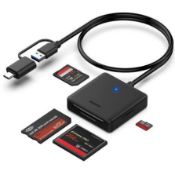 Memory Card Reader, BENFEI 4in1 USB 3.0 and USB-C to SD Micro SD MS CF Card Reader Adapter (LOC: