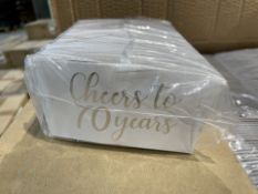 PALLET TO CONTAIN 200 X BRAND NEW PACKS OF 50 CHEERS TO 70 YEARS BIRTHDAY PAPER COFFEE CUP SLEEVES