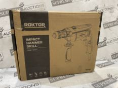4 X ROKTOR 750W Impact Hammer Drill 230V, For drilling into wood, metal, and masonry, this 750W