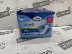 72 X BRAND NEW TENA DISCREET WITH INSTA DRY ZONE EXTRA PLUS PACK OF 8 (LOC: 41.3-HH2183 - 2LP)