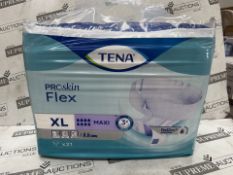 9 X BRAND NEW TENA PROSKIN FLEX EXTRA LARGE MAXI 21 PACK (LOC: 40.2-HH2186 - 2LP)