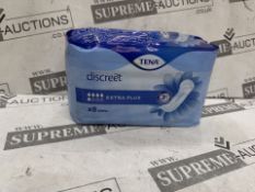 72 X BRAND NEW TENA DISCREET EXTRA PLUS 3XPROTECTION PACK OF 8 (LOC: 13.10.-HH2181 - 2LP)