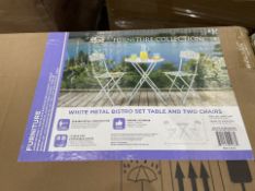 BRAND NEW Alpine MSY100A-WT-EU Metal Folding Bistro Set with Two Chairs - White-MSY100A-WT, White