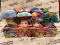 Box to contain 12 x Brand New Living on the Veg 6-inch Plush - Various Multicolored Mushroom