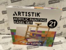 6 X BRAND NEW ARTISTIK 21-Piece Acrylic Wooden Easel Set – Adjustable Art Easel Stand with Acrylic