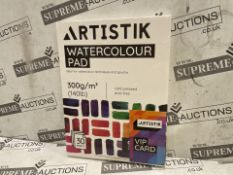 8 X BRAND NEW Artistik Watercolour Pad, 12 x 9 Inch - 30 Sheets / Pack of 2 - Cold Pressed