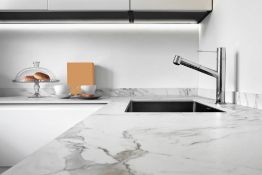 TRADE PALLET TO CONTAIN 11x KRONO FINESSE LAMINATE WORKTOPS - 3x 38MM WHITE ANDROMEDA GLOSS