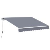 Outsunny 4m x 3m Garden Patio Manual Awning, Grey 100110-009GY (LOC: SR6,7.6,End-RR2096 - OSL)