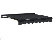 Outsunny 2.5 x 2m Electric Awning with LED Light, Aluminium Frame Retractable Awning (LOC: R16,W-