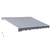 Outsunny Manual Retractable Sun Shade Patio Awning Outdoor Deck Canopy Shelter, 2.5mx2m, Grey (