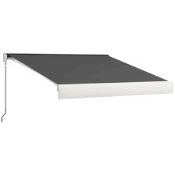 Outsunny 3 x 2.5m Electric Retractable Awning with Remote Controller, Aluminium Frame (LOC: R16,W-