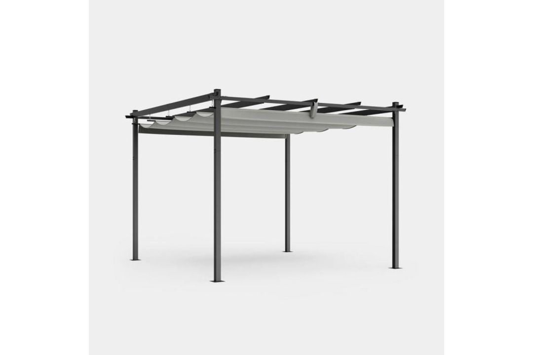 Boxed Metal Pergola with Retractable Roof Canopy - 3m x 3m (LOC: RS1.2-KK5956 - MP)