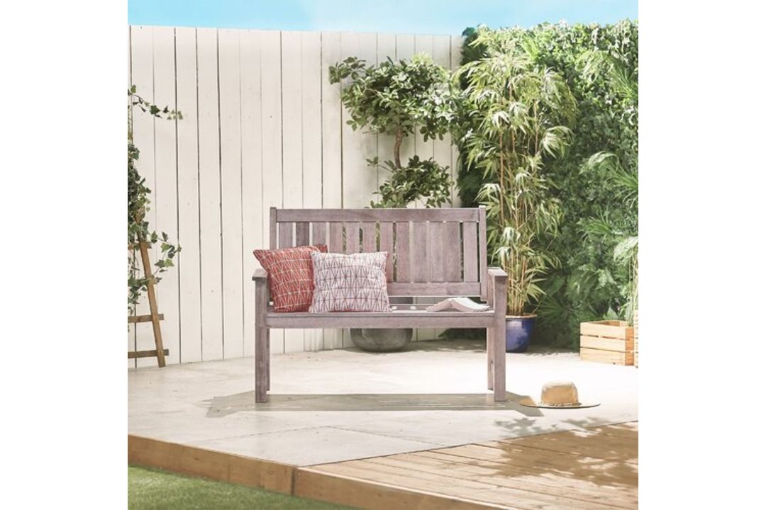 Boxed 2 Seater Wooden Grey Garden Bench (LOC: RS1.1-KK5916 - MP)