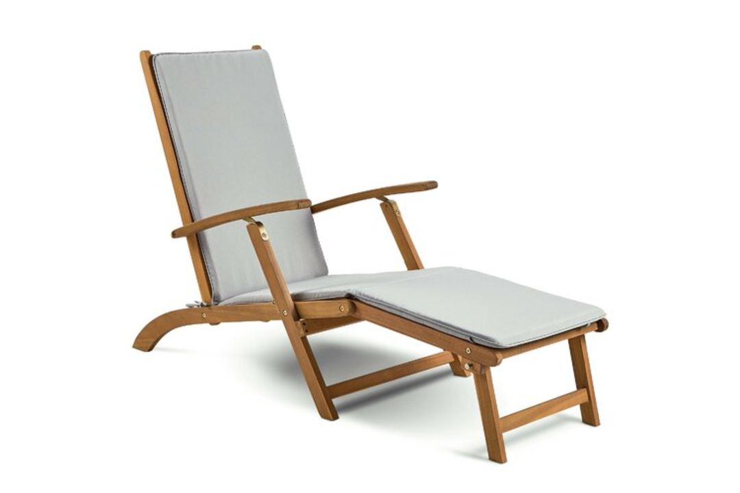 Boxed Hudson Grey Sun Lounger Chair with Cushion - Brown (LOC: RS1.2-KK5953 - MP)