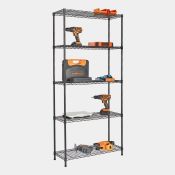 Boxed 5-Tier Wire Metal Shelving Unit – Black (170 x 80 x 30cm) (LOC: RS1.5-KK1955 - 1LP)