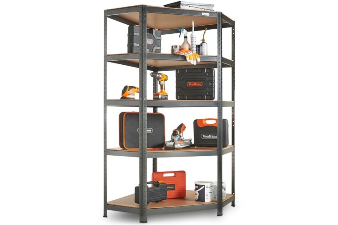 Boxed 5-Tier Metal Corner Shelving Unit – Grey (180 X 40cm) (LOC: RS1.2-KK5959 - MP)