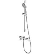 Boxed Swirl Chrome-Plated 701mm Deck Mounted Dual Control Thermostatic Shower Mixer Tap (LOC: SR9.