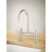Boxed Swirl Allegro Surface Mounted Deck Sink Mixer Kitchen Tap Chrome (LOC: SR9.4.6-QA2874 - SP)
