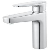 2 x Boxed Swirl Bathroom Basin Tap Mono Mixer Silver Lever Clicker … (LOC: SR9.4.4-QA2896 - 1P)