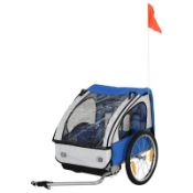 Boxed HOMCOM 2 Seat Bike Trailer Bicycle wagon for Kids Child Steel Frame Safety Harness Seat