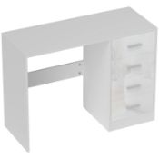 Boxed HOMCOM Computer Desk with Drawers, Dressing Table, High Gloss Home Office Writing Workstation,