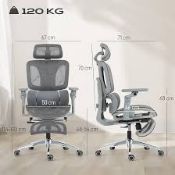 Boxed HOMCOM Ergonomic Office Chair High Back Mesh with Separated Backrest Grey (LOC: R49.7-QA3182 -