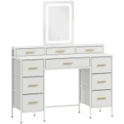 Boxed HOMCOM Multi-Storage Elegant Dressing Table, with LED Mirror - White RRP £129.99. 55 x 40 cm