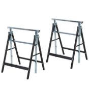 Boxed HOMCOM Set of 2 Adjustable Telescopic Builders Trestle, DIY Steel Work Bench Carpenter,