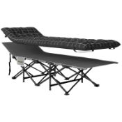 Boxed Outsunny 67cm Wide Folding Bed, Camping Cot for Adults with Mattress, Storage Pocket, Carry