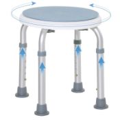 Boxed HOMCOM 360° Swivel Shower Chair, Height Adjustable Aluminium Shower Stool with Non-Slip Feet