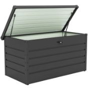 Boxed Outsunny 311L Galvanised Steel Garden Storage Box - Dark Grey RRP £119.99. Two-in-one