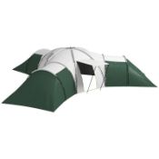 Boxed Outsunny 6-9 Man Tent with Bedrooms and Living Room, Accessories Included, Green RRP £269.