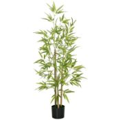 Boxed HOMCOM Artificial Plant Bamboo Artificial Tree Height 120 cm with Pot for Home Indoor Décor (