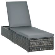 Boxed Outsunny PE Rattan Sun Lounger, Five-Position Adjustable Recliner Lounger Chair with Soft