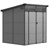 Boxed Outsunny 6 x 6ft Outdoor Storage Shed, Plastic Garden Shed with Windows and Air Vents, Outdoor